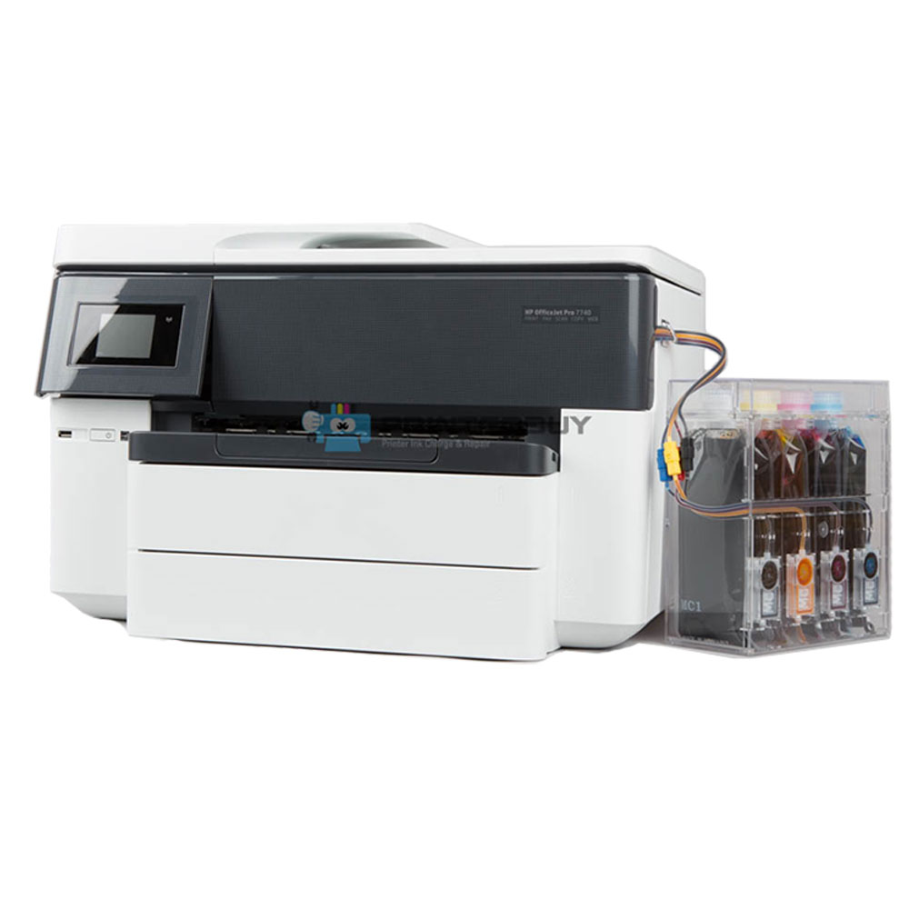HP 오피스젯 프로 7740 무한잉크 프린터 팩스 A3 복합기  2400 무한공급기 장착